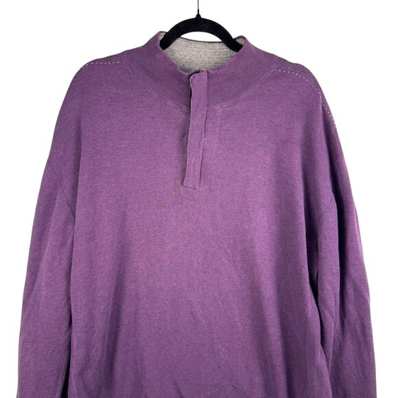 Nat Nast Sweater Men's XXL Purple Quarter Zip Snap Leather Pull Cotton‎ Blend - Picture 3 of 11